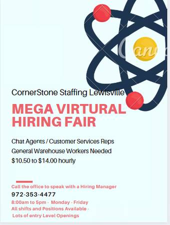 "Mega Virtual Hiring Fair" (Lewisville / Dallas / Grapevine)