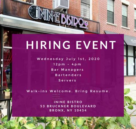 July 1st Hiring Event at Restaurant (New York)