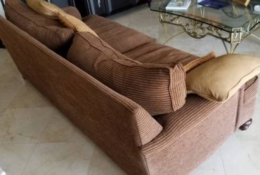 Big comfy brown couch with deep seat. Durable corded fabric (Cutler Bay)