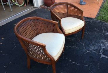 2 wood & wicker chairs (Boca Raton)