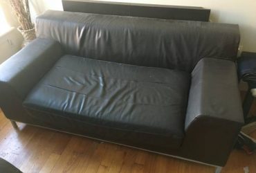 Heavy duty brown leather-is couch, Good condition besides the normal w (Harlem / Morningside)
