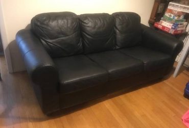 Black Leather Ikea Couch/Sofa (Midtown West)