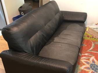 Black Pleather Sofa (Inwood / Wash Hts)