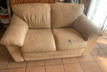 Free leather loveseat beige couch (Morris Park)