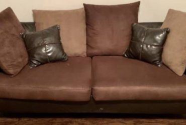 Free Brown leather couch with pillows (Valrico)