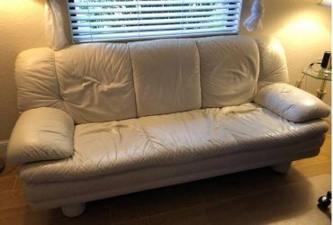 Free Natuzzi white leather couch 6’X35”deep. (Lake Worth)