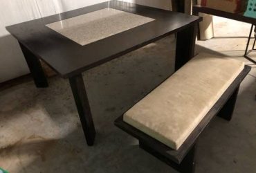 Large heavy solid wood table w/granite insert- FREE! (Santa Fe)