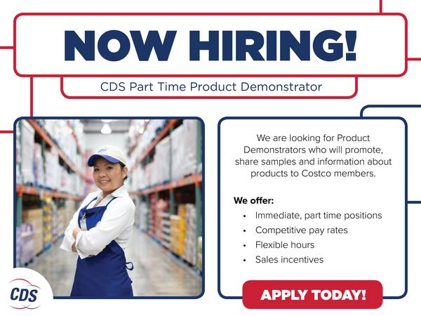 CDS Part Time Product Demonstrator (Long Island area)