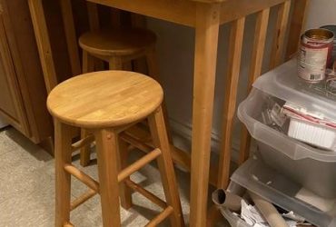 Counter height table and stools, small end table (Flatbush)