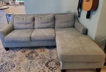 Aqua R2G microfiber couch with chaise
