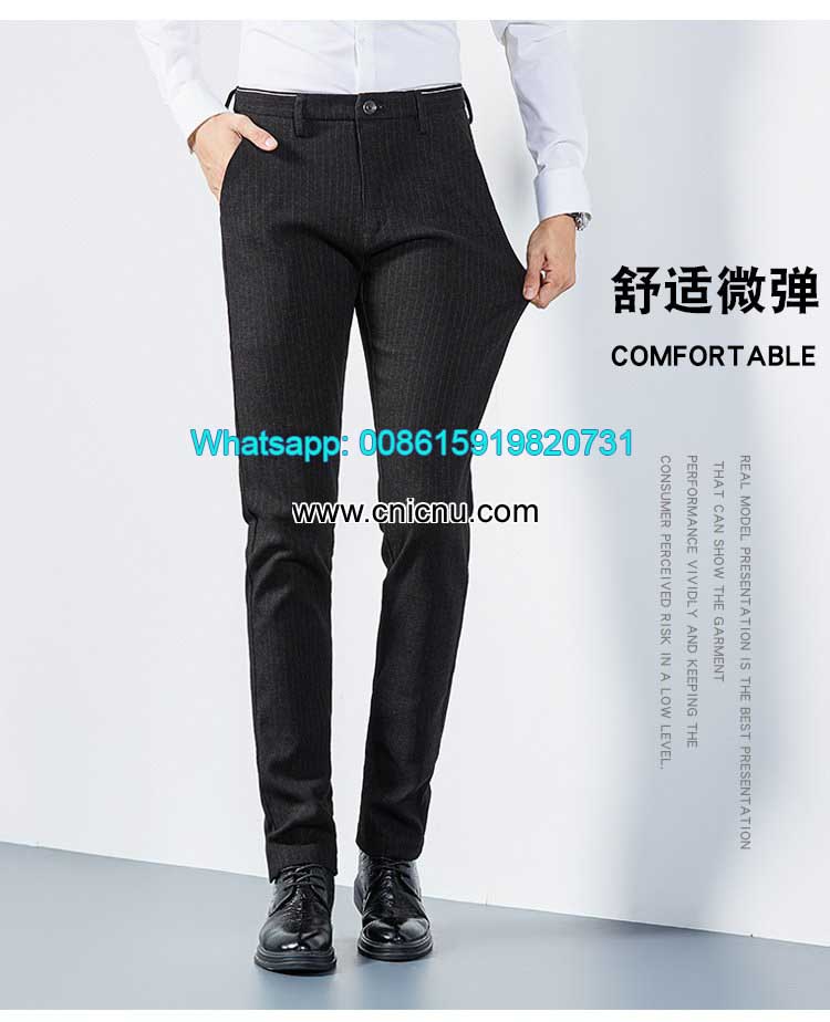 In-stock Men's casual fashion Slim Fit business stripe pants