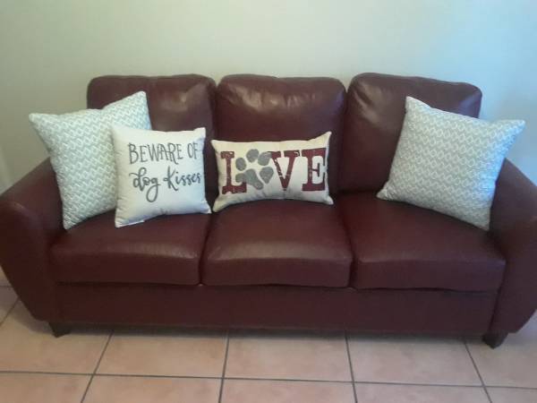 Free Red Leatherette Sofa Couch (Kendall)