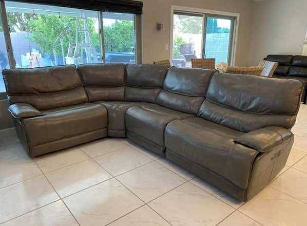 Free Used Old Leather Sectional Sofa