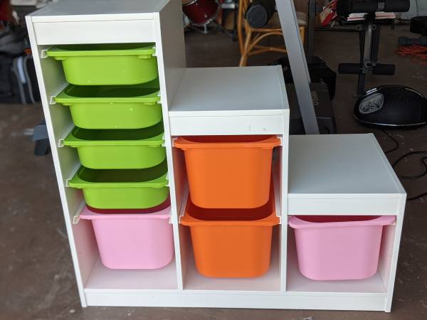toy organizer / bin solid wood with 8 storage boxes (West Palm Beach)