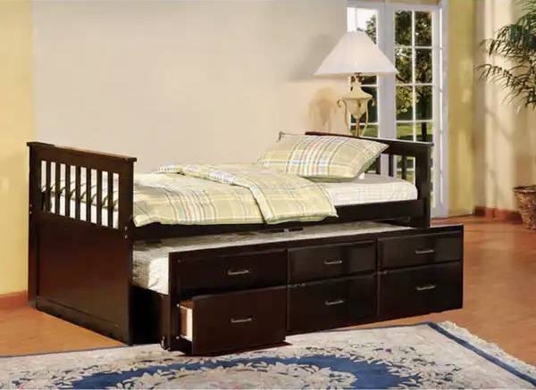 Twin Trundle Captains Bed with Drawers