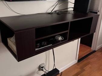 Floating tv stand, box spring, bed frame full size (New York)