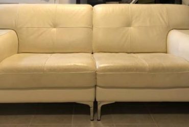 Italian White Leather Sofa (Greenwich) NY