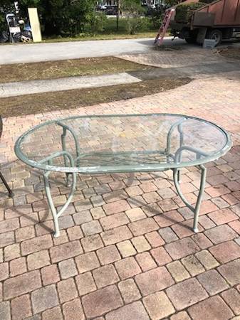 Aluminum Table with glass top (Ft. Lauderdale)