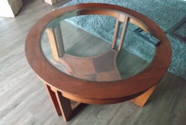 Wood frame glass coffee table (Turkey lake rd)