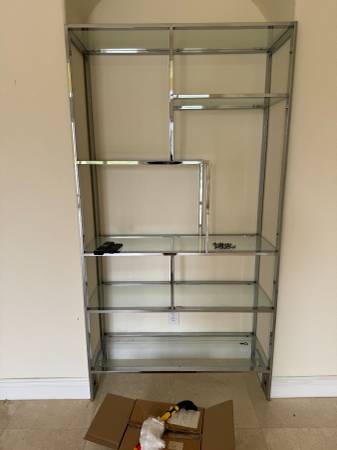 Chrome and glass etagere (Hollywood)