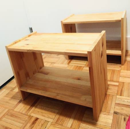 Pair of wooden short shelves (Rego Park)