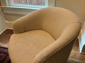 White upholstered swivel chair, Anthropologie (Decatur)