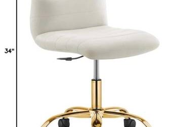 White vevlet and gold office chair (Fairfield)